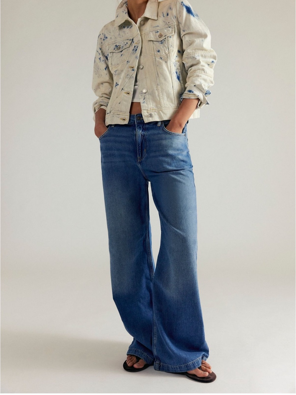 Free People Blue Wide Leg Flare Jeans